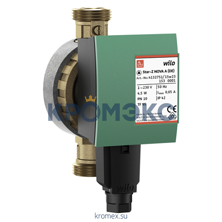 Насос циркуляционный с мокрым ротором для ГВС STAR-Z NOVA PN10 1х230В/50 Гц Wilo 4132760 Насос циркуляционный с мокрым ротором для ГВС STAR-Z NOVA PN10 1х230В/50 Гц Wilo 4132760