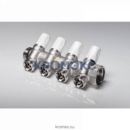 Коллектор латунь 1" ВР/НР на 2 вых 3/4" НР под евроконус с запорно-регулирующими клапанами Rehau 11316441001 Коллектор латунь 1" ВР/НР на 2 вых 3/4" НР под евроконус с запорно-регулирующими клапанами Rehau 11316441001