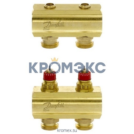 Группа коллекторная латунь FHF 1" ВР/ВР 6 вых 3/4" НР под евроконус с термостатическими клапанами Danfoss 088U0506 Группа коллекторная латунь FHF 1" ВР/ВР 6 вых 3/4" НР под евроконус с термостатическими клапанами Danfoss 088U0506