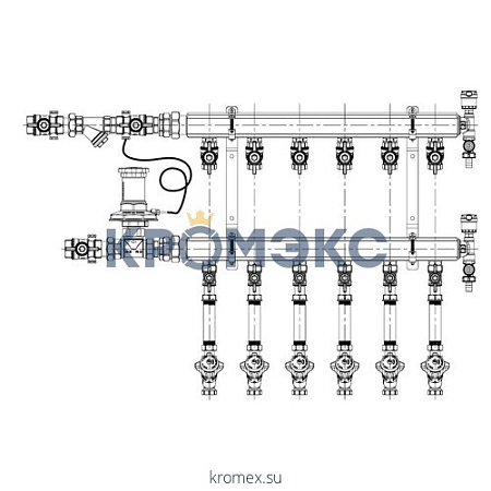Узел коллекторный этажный латунь Ду 32 для учёта расхода ТЭ GE553-B3(D2) 3/4" 5 вых 1/2" Giacomini GE553Y345 Узел коллекторный этажный латунь Ду 32 для учёта расхода ТЭ GE553-B3(D2) 3/4" 5 вых 1/2" Giacomini GE553Y345