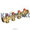 Коллектор латунь R583D 1" ВР/НР на 2 вых НР под адаптер с седлом 18мм с отсечными балансировочными клапанами Giacomini R583DY012