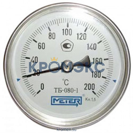 Термометр биметаллический осевой Дк80 L=60мм G1/2&quot; 200С ТБ80 Метер