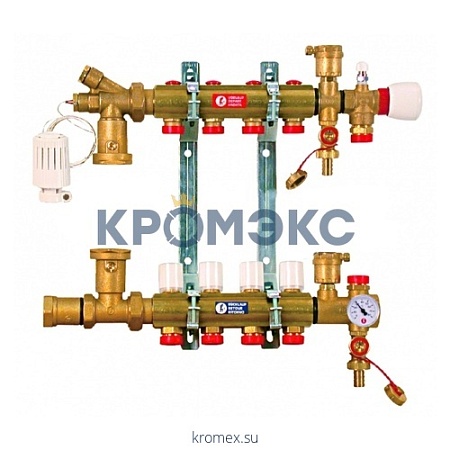 Группа коллекторная латунь R557 1" ВР/ВР 11 вых 3/4" НР под евроконус с термостатическими клапанами Giacomini R557Y111 Группа коллекторная латунь R557 1" ВР/ВР 11 вых 3/4" НР под евроконус с термостатическими клапанами Giacomini R557Y111