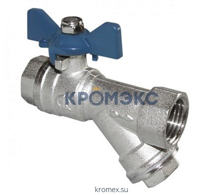 Кран-фильтр шаровой латунь никель Ду 20 Ру20 ВР полнопроходной бабочка AQUALINK 01162 Кран-фильтр шаровой латунь никель Ду 20 Ру20 ВР полнопроходной бабочка AQUALINK 01162