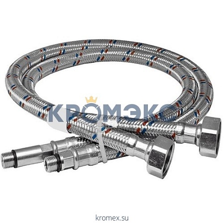 Подводка гибкая для воды латунь пара для смесителя M10-1/2&quot; г-ш L=0,35 м Славен СЛ-ЗП-014