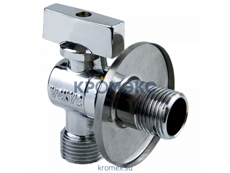 Кран шаровой латунный бытовой хром угловой G1/2"х3/4" Ру10 НР редуцированный флажок AQUALINK 01331 Кран шаровой латунный бытовой хром угловой G1/2"х3/4" Ру10 НР редуцированный флажок AQUALINK 01331
