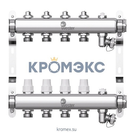 Группа коллекторная нержавеющая сталь W903 1" ВР/ВР 5 вых 3/4" НР под евроконус Wester W903.5 Группа коллекторная нержавеющая сталь W903 1" ВР/ВР 5 вых 3/4" НР под евроконус Wester W903.5