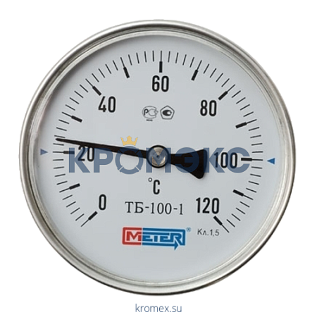 Термометр биметаллический осевой Дк100 L=160мм G1/2&quot; 160С ТБ100 Метер