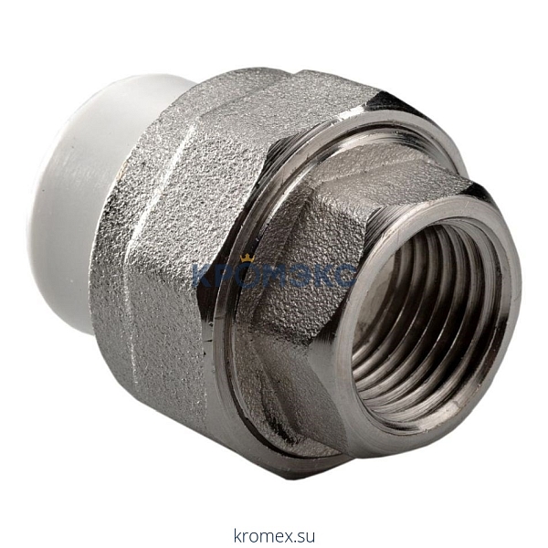 Муфта PP-R комбинированная разъемная серая ВР Дн 25х3/4" VALFEX 10155020Г Муфта PP-R комбинированная разъемная серая ВР Дн 25х3/4" VALFEX 10155020Г