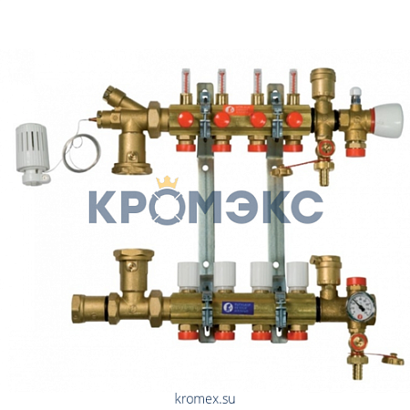 Группа коллекторная латунь R557F 1" ВР/ВР 10 вых НР под адаптер с седлом 18мм с расходомерами Giacomini R557FY010 Группа коллекторная латунь R557F 1" ВР/ВР 10 вых НР под адаптер с седлом 18мм с расходомерами Giacomini R557FY010