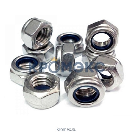 Гайка DIN 985 самоконтрящаяся, с нейлоновым кольцом, A2 (10X18Н10) M12 Гайка DIN 985 самоконтрящаяся, с нейлоновым кольцом, A2 (10X18Н10) M12