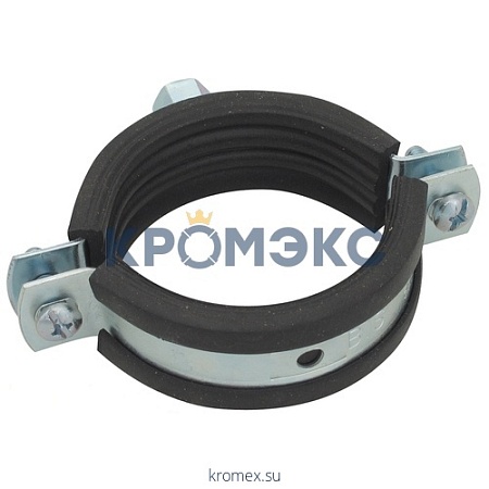Хомут крепежный сталь оц с резиновой прокладкой (Дн 47-51) (1 1/2") ±2мм М8 Хомут крепежный сталь оц с резиновой прокладкой (Дн 47-51) (1 1/2") ±2мм М8