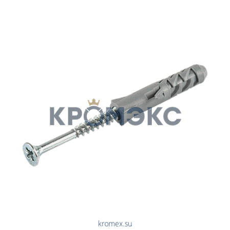 Шуруп крестообразный шлиц D6х80/10х50 с дюбелем Шуруп крестообразный шлиц D6х80/10х50 с дюбелем